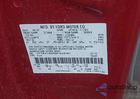 2008 Ford F-150 Stx/Xl/Xlt from USA, damaged, VIN 1FTRX14W58FA24181